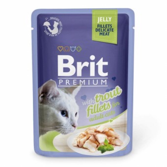 Изображение Вологий корм для котів Brit Premium Cat 85 г (філе форелі в желе) (8595602518494)