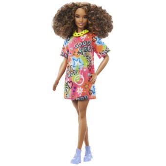 Изображение Лялька Barbie Fashionistas в яскравій сукні-футболці (HPF77)