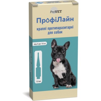 Изображение Краплі для тварин ProVET ПрофіЛайн від бліх та кліщів для собак вагою 4-10 кг 4/1 мл (4823082409914)