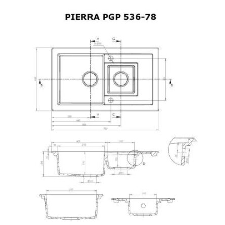 Мийка кухонна Perfelli PIERRA PGP 536-78 WHITE фото №6