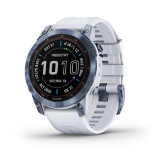 Зображення Smart годинник Garmin fenix 7 Sapph Solar, Mineral Blue Ti w/Whitestone Band, GPS (010-02540-25)