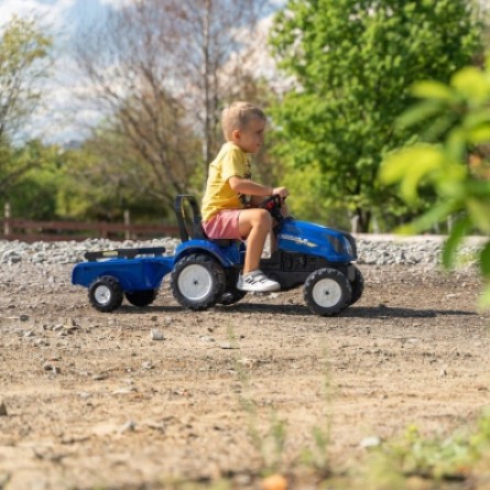 Електромобіль дитячий Falk New Holland трактор на педалях з причепом Синій (3080AB) фото №5