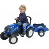 Електромобіль дитячий Falk New Holland трактор на педалях з причепом Синій (3080AB)