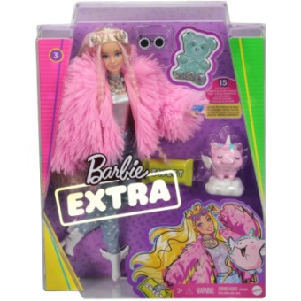 Изображение Лялька Barbie Екстра в рожевій пухнастій шубці (GRN28)