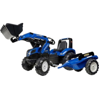 Зображення Електромобіль дитячий Falk трактор на педалях з причепом та переднім ковшем Синій (3090M)