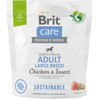 Изображение Сухий корм для собак Brit Care Dog Sustainable Adult Large Breed з куркою та комахами 1 кг (8595602558766)