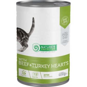 Изображение Консерва для котів Nature's Protection Kitten Beef & Turkey hearts 400 г (KIK45610)