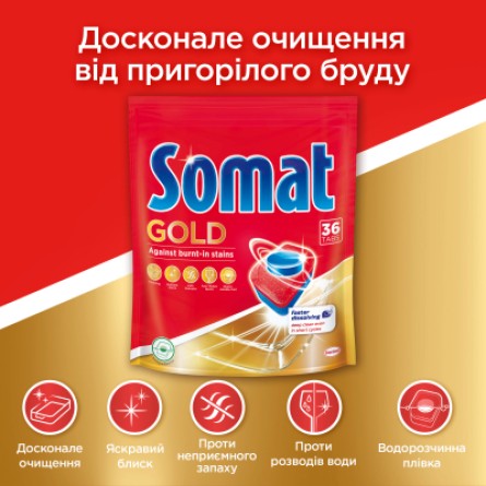 Таблетки для посудомийок Somat Gold 72 шт (9000101321036) фото №4