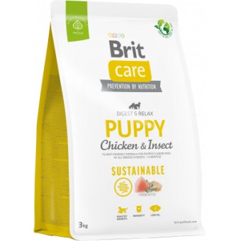 Изображение Сухий корм для собак Brit Care Dog Sustainable Puppy з куркою та комахами 3 кг (8595602558636)