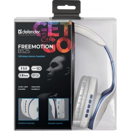 Навушники Defender FreeMotion B525 Bluetooth White-Blue (63526) фото №6