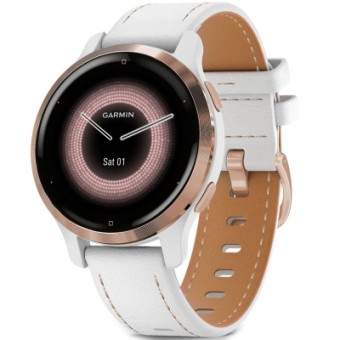 Зображення Smart годинник Garmin Venu 2S, Rose Gold   White, Leather (010-02429-23)