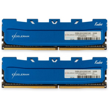 Модуль пам'яті для комп'ютера Exceleram DDR4 16GB (2x8GB) 3000 MHz Blue Kudos  (EKBLUE4163021AD)