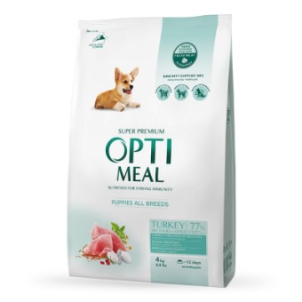 Изображение Сухий корм для собак Optimeal для цуценят всіх порід зі смаком індички 4 кг (4820083905490)