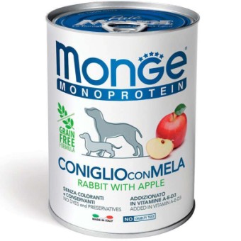 Зображення Консерва для собак Monge Dog Fruit Monoprotein кролик з яблуками 400 г (8009470014328)