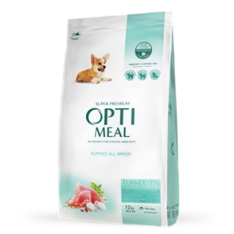 Изображение Сухий корм для собак Optimeal для цуценят всіх порід зі смаком індички 12 кг (4820083905483)