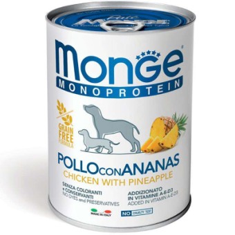 Изображение Консерва для собак Monge Dog Fruit Monoprotein курка з ананасом 400 г (8009470014311)