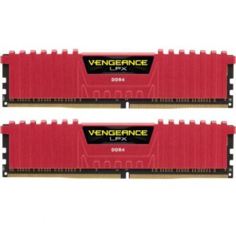 Зображення Модуль пам'яті для комп'ютера CORSAIR DDR4 16GB (2x8GB) 3200 MHz Vengeance LPX Red  (CMK16GX4M2B3200C16R)