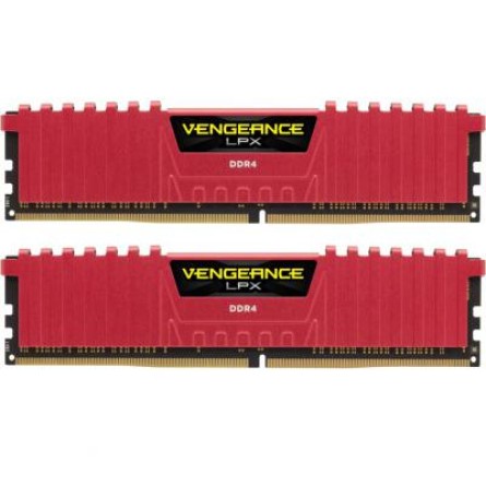 Модуль пам'яті для комп'ютера CORSAIR DDR4 16GB (2x8GB) 3200 MHz Vengeance LPX Red  (CMK16GX4M2B3200C16R)