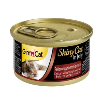 Изображение Консерва для котів GimCat Shiny Cat курка, креветка та мальт 70 г (4002064413273)