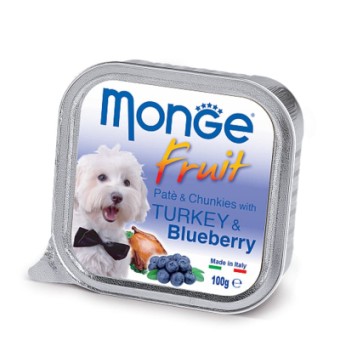 Изображение Консерва для собак Monge DOG FRUIT індичка з чорницею 100 г (8009470013208)
