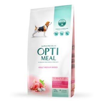 Изображение Сухий корм для собак Optimeal для середніх порід зі смаком індички 12 кг (4820083905506)