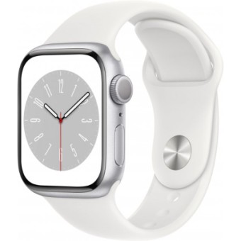 Изображение Smart часы Apple Watch Series 8 GPS 41mm Silver Aluminium Case with White Sport Band - Regular (MP6K3UL/A