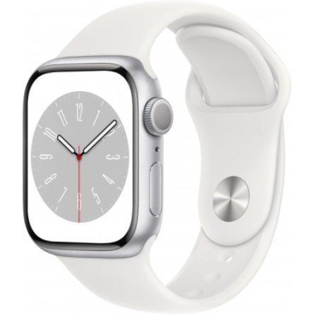 Smart годинник Apple Watch Series 8 GPS 41mm Silver Aluminium Case with White Sport Band - Regular (MP6K3UL/A