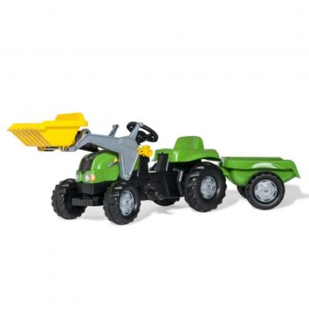 Електромобіль дитячий Rolly Toys Трактор з прицепом та ковшом rollyKid-X зелено-жовтий (023134)