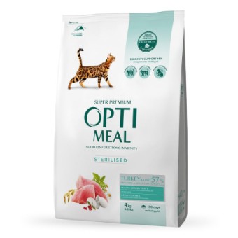 Зображення Сухий корм для котів Optimeal для стерилізованих/кастрованих індичок та овес 4 кг (B1840601)