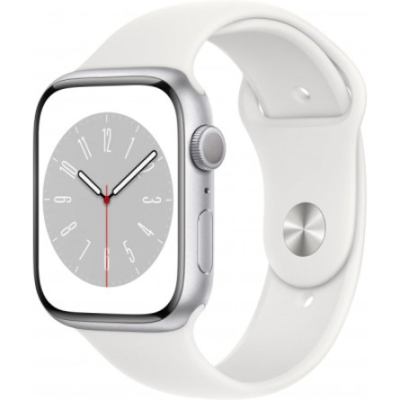 Smart часы Apple Watch Series 8 GPS 45mm Silver Aluminium Case with White Sport Band - Regular (MP6N3UL/A