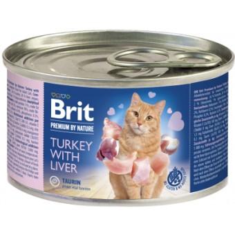 Зображення Паштет для котів Brit Premium by Nature Cat з індичкою та печінкою 200 г (8595602545063)