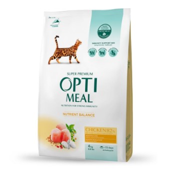 Изображение Сухий корм для котів Optimeal зі смаком курки 4 кг (B1841201)
