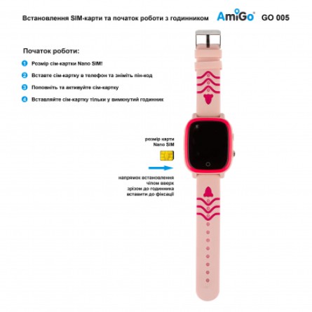 Smart годинник AmiGo GO005 4G WIFI Kids waterproof Thermometer Pink (747018) фото №7