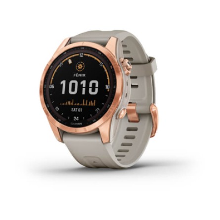 Smart годинник Garmin fenix 7S Sol,Rose Gold w/Light Sand Band, GPS (010-02539-11)