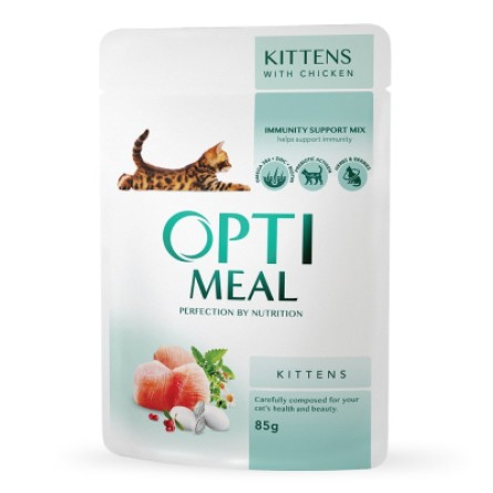 Вологий корм для котів Optimeal зі смаком курки для кошенят 85 г (4820083905452)