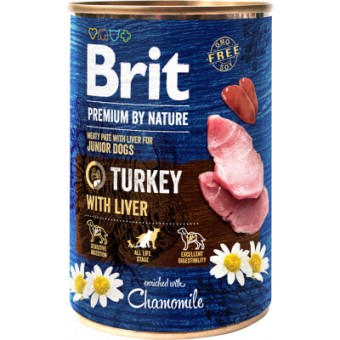 Зображення Консерва для собак Brit Premium by Nature індичка з печінкою індички 400 г (8595602538553)