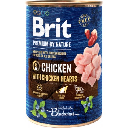 Консерва для собак Brit Premium by Nature курка з курячим серцем 400 г (8595602537952/8595602538522)