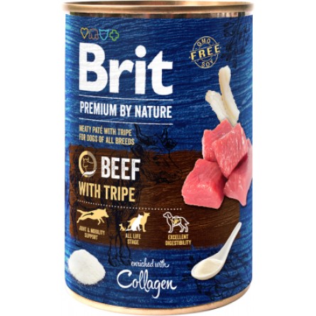 Консерва для собак Brit Premium by Nature яловичина з тельбухами 800 г (8595602538607/8595602538003)