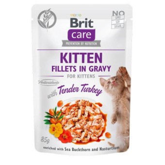 Зображення Вологий корм для котів Brit Care Cat pouch для кошенят 85 г (філе індички в соусі) (8595602540532)