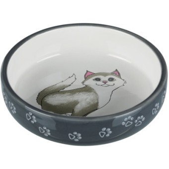 Зображення Посуд для котів Trixie Посуда для кошек  Миска для короткомордых пород кошек 300 мл/15 см (серая) (4011905247847)