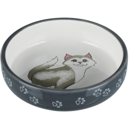 Посуд для котів Trixie Посуда для кошек  Миска для короткомордых пород кошек 300 мл/15 см (серая) (4011905247847)