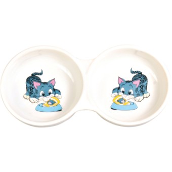 Изображение Посуд для котів Trixie Посуда для кошек  Миска двойная 2х150 мл (4011905040141)