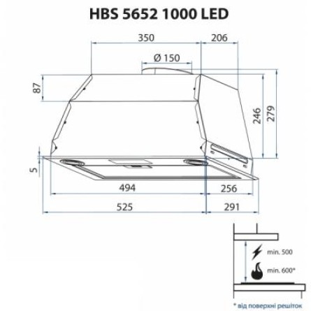 Вытяжки Minola HBS 5652 WH 1000 LED фото №9