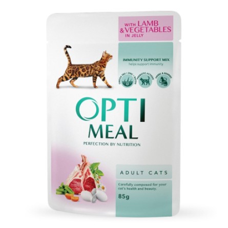 Вологий корм для котів Optimeal зі смаком ягняти та овочів 85 г (4820083905445)