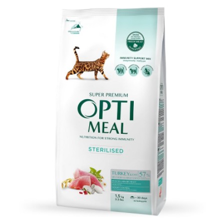 Сухий корм для котів Optimeal для стерилізованих/кастрованих індичок та овес 1.5 кг (4820215364713)