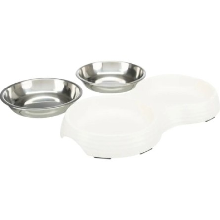 Посуд для котів Trixie Посуда для кошек  Миска двойная 2х200 мл/13 см(белая) (4011905251875) фото №2