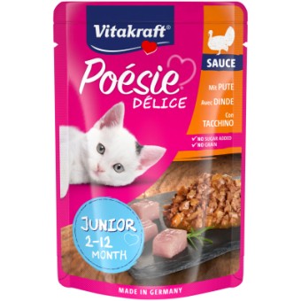Изображение Вологий корм для котів Vitakraft Poésie Délice pouch Junior індичка в соусі 85 г (4008239352910)