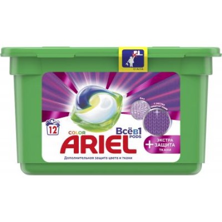 Капсулы для стирки Ariel Pods Все-в-1   Экстра защита ткани 12 шт. (8001841959566)