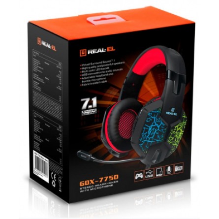 Навушники REAL-EL GDX-7750 Black-Red фото №12