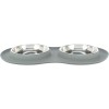 Посуд для котів Trixie Посуда для кошек  Миска двойная 2х300 мл/16 см (серая) (4011905249810)